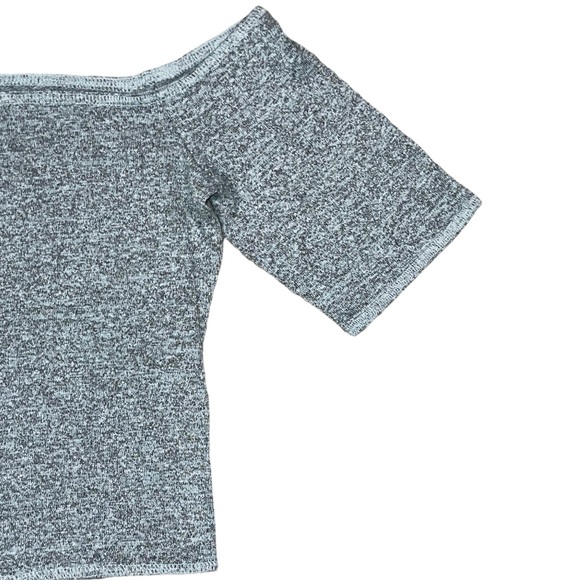 Aritzia Wilfred Free Marbled Grey Bayne Off The Shoulder Cropped Tee Size Medium - Picture 5 of 9